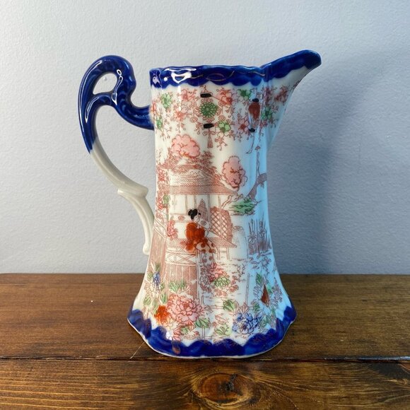 Vintage handpainted Japanese Geisha Ware ceramic porcelain Pitcher - Picture 2 of 9